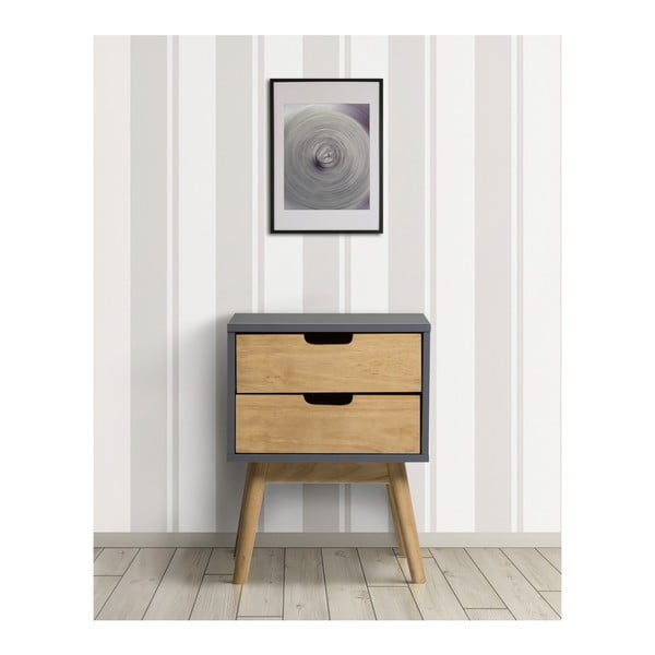 Sivo-smeđi noćni ormarić od punog borovog drveta Marckeric Baku-image-4