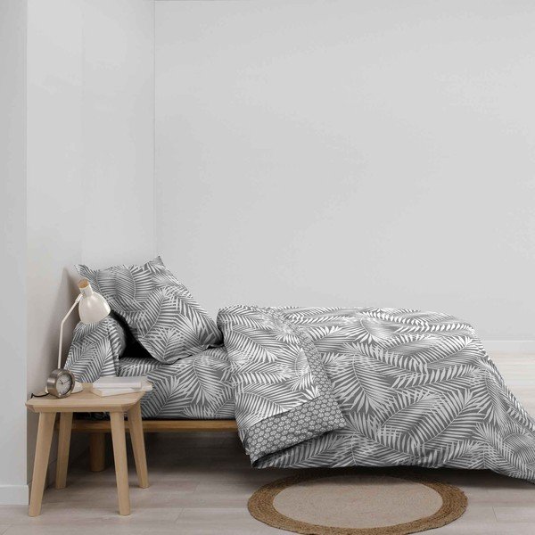 Siva pamučna navlaka za poplun za krevet za jednu osobu 140x200 cm Botania – douceur d'intérieur-image-1