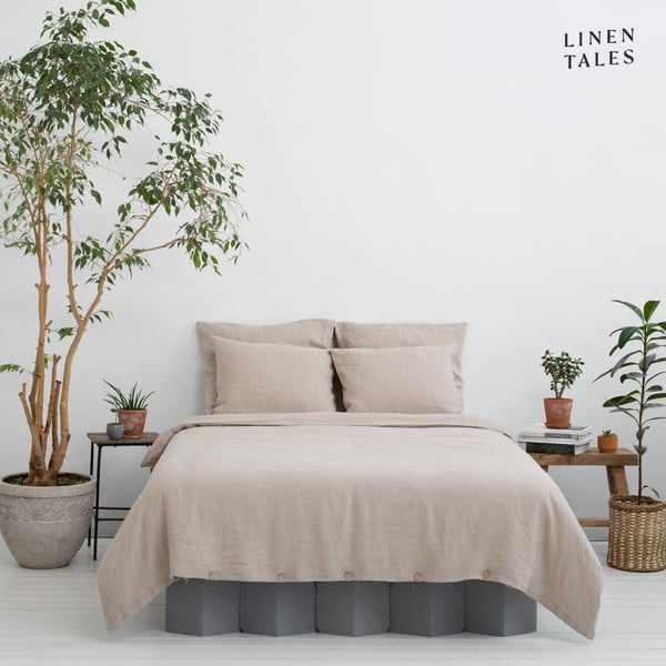 Krem posteljina za bračni krevet od konopljinog vlakna 200x200 cm - Linen Tales