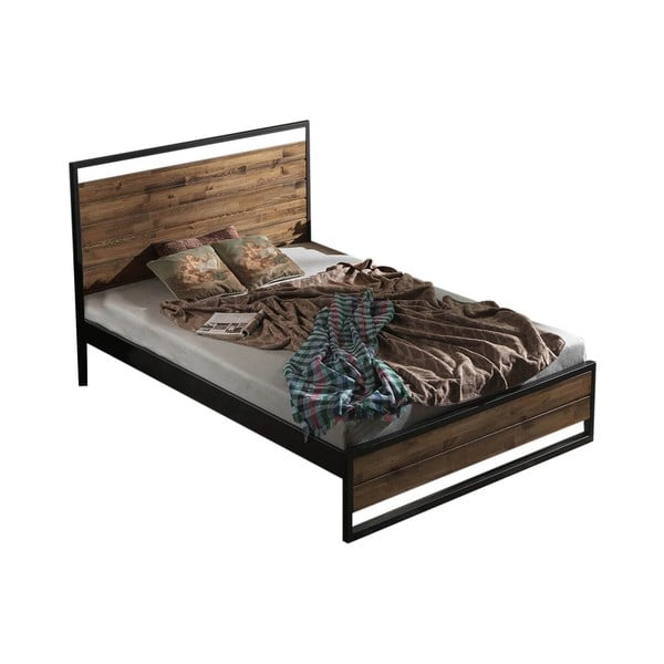 Crni/u prirodnoj boji bračni krevet s podnicom 180x200 cm Ariane – Kalune Design