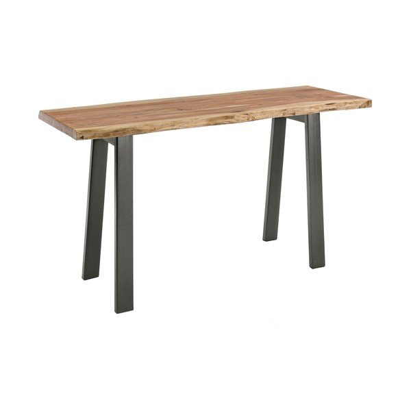 Crni/u prirodnoj boji pomoćni stol s pločom stola od bagrema 45x130 cm Aron – Bizzotto-image-2