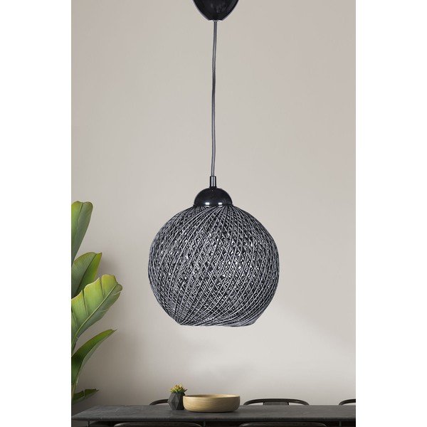 Crna/siva viseća svjetiljka s tekstilnim sjenilom ø 22 cm – Opviq lights-image-1