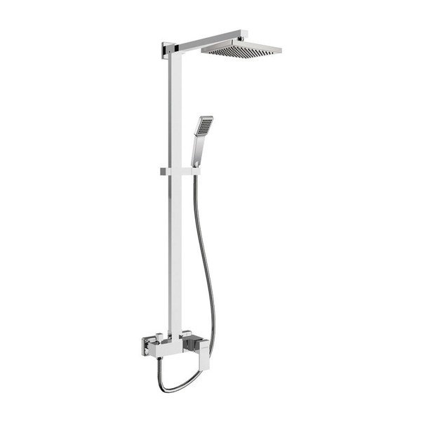 Mjedeni set za tuš kabinu u sjajno srebrnoj boji s baterijom s glavom za tuš/sa ručnim tušem 118 cm Latus – Sapho