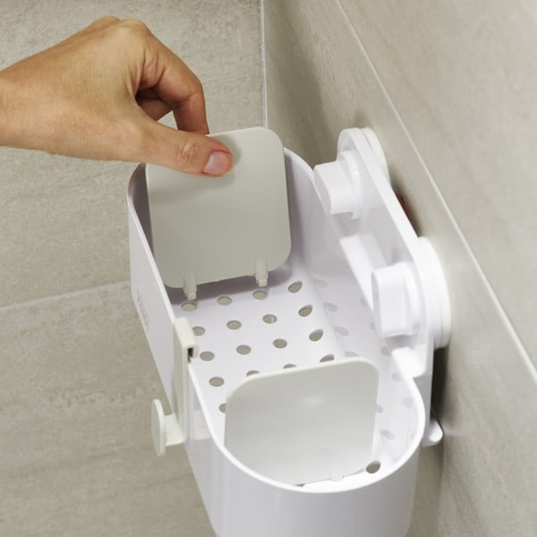 Bijela plastična kupaonska polica s postavljanjem bez bušenja Duo – Joseph Joseph-image-2