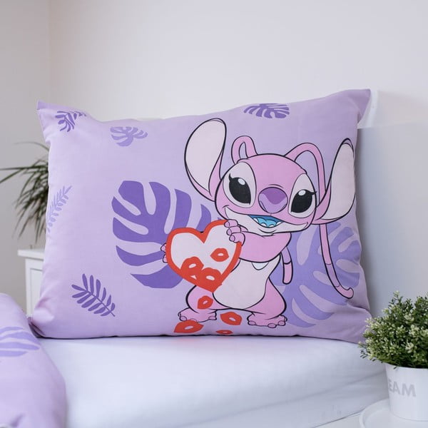 Ljubičasta pamučna dječja posteljina za krevet za jednu osobu 140x200 cm Lilo and Stitch "Kiss" – Jerry Fabrics-image-3