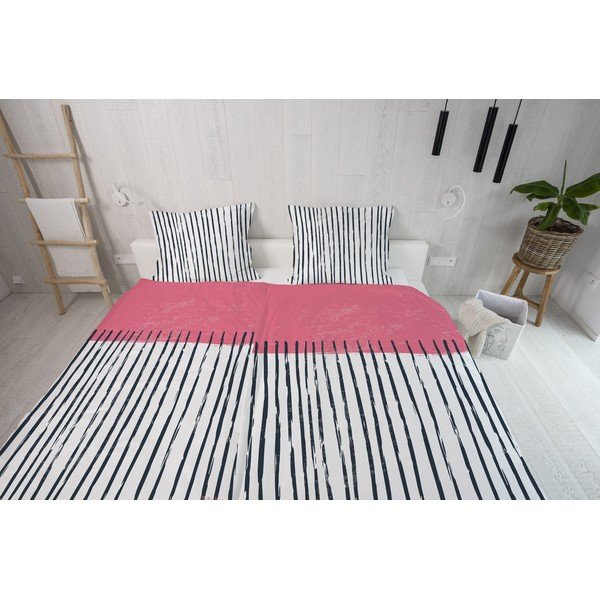 Posteljina za krevet za jednu osobu od pamučnog satena 140x200 cm Black Stripes in Colors – Butter Kings-image-4