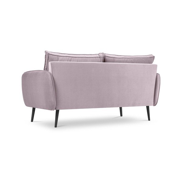 Svijetlo ružičasta baršunasta sofa s crnim nogama Kooko Home Lento, 158 cm-image-3