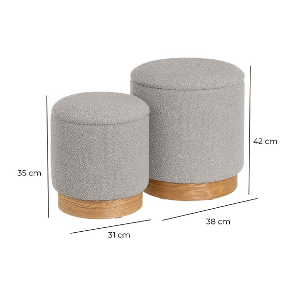 Svijetlo sivi taburei 2 kom od bouclé tkanine – Casa Selección-image-4