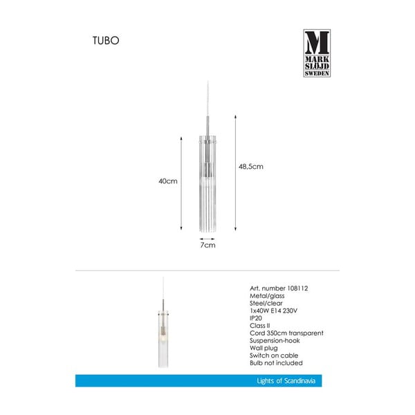 Viseća svjetiljka u srebrnoj boji sa staklenim sjenilom Tubo – Markslöjd-image-4