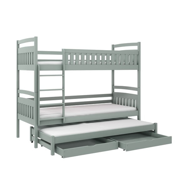 Sivi dječji krevet od borovine na kat s prostorom za pohranu 90x200 cm Blanka - Lano Meble