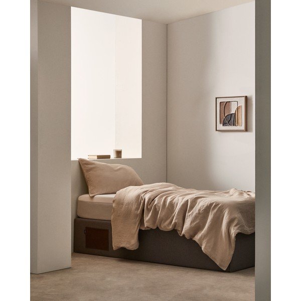 Crni tapecirani krevet s prostorom za odlaganje 90x190 cm Matters – Kave Home-image-1