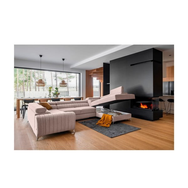 Ružičasta sklopiva/s prostorom za odlaganje kutna garnitura (s desnim kutom/u obliku slova "U") Louis – ELTAP-image-2