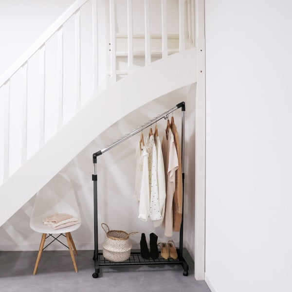 Crni metalni teleskopski/mobilni stalak za odjeću Under Stairs – Compactor-image-1