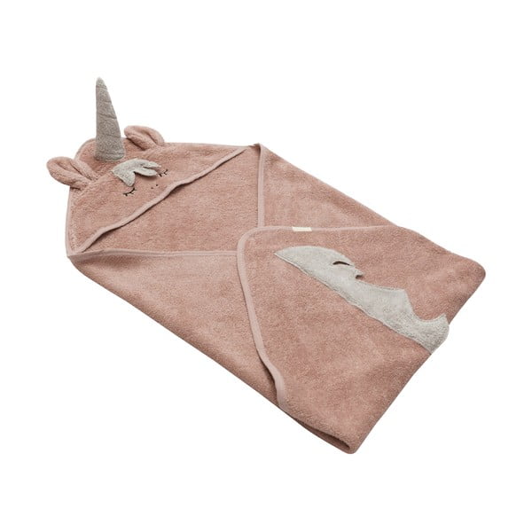 Ružičasti pamučan dječji ručnik s kapuljačom 75x75 cm Unicorn – Kindsgut