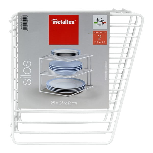 Bijela željezna dodatna kuhinjska polica 25x25 cm Silos – Metaltex-image-3