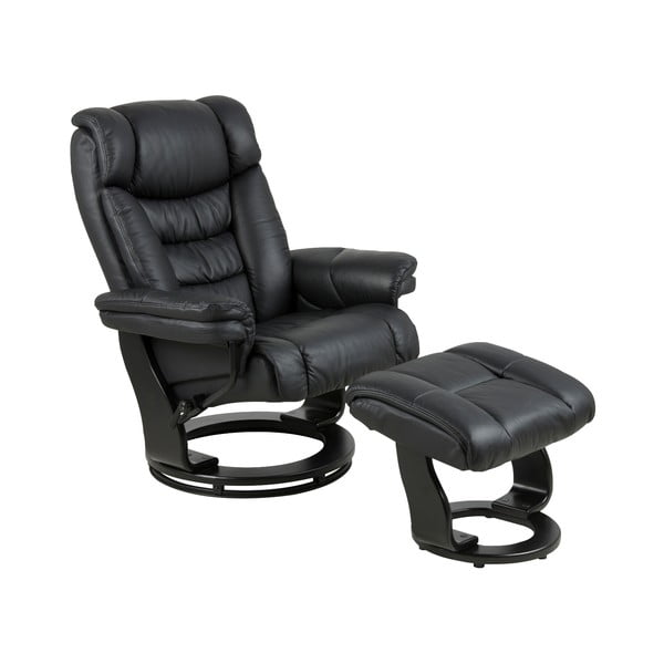 Crna stolica s naslonom za noge od imitacije Acton Bonn kože