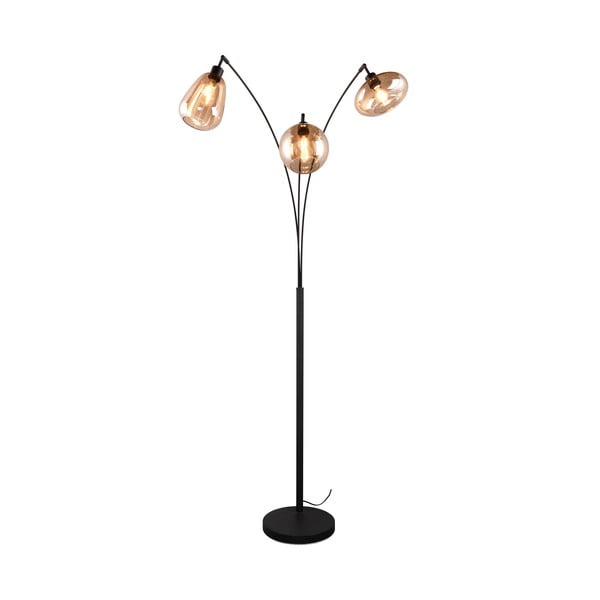 Crna/narančasta stojeća svjetiljka sa staklenim sjenilom (visina 200 cm) Lumina – Trio