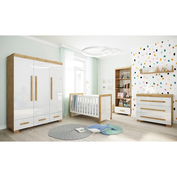 Bijeli promjenjivi dječji krevetić Pinio Oakie, 70 x 140 cm-image-1