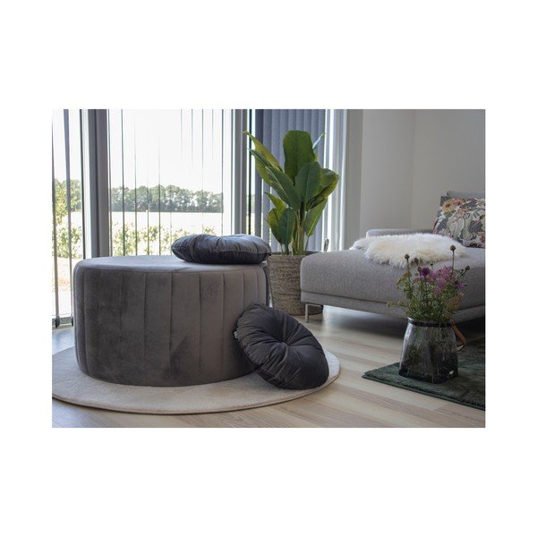 Sivi jastuk s baršunastom navlakom House Nordic Luso, ø 45 cm-image-1