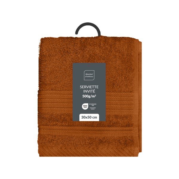 Pamučan ručnik od frotira boje terakote 30x50 cm Tendresse – douceur d'intérieur-image-4
