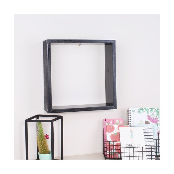 Crna drvena zidna polica North Carolina Scandinavian Home Decor Cube