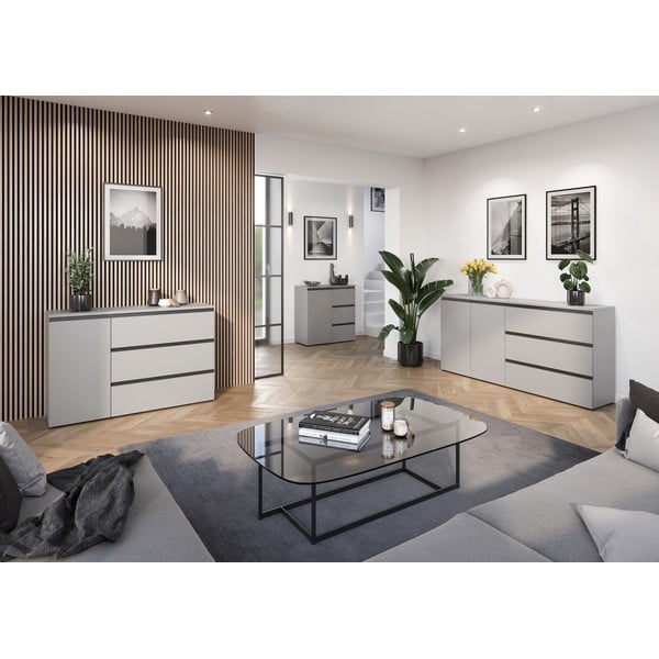 Siva niska komoda 135x91 cm Bastia – Germania-image-4