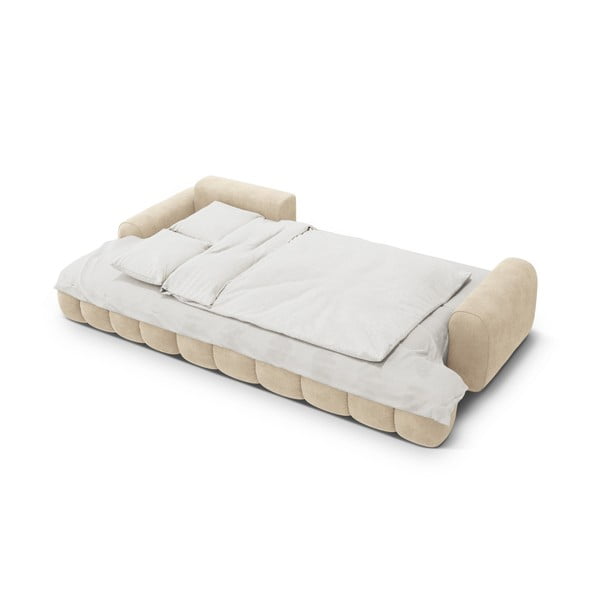 Bež baršunasti sklopiva/s prostorom za odlaganje kutna garnitura (s lijevim kutom/s ležaljkom) Linz – Cosmopolitan Design-image-4