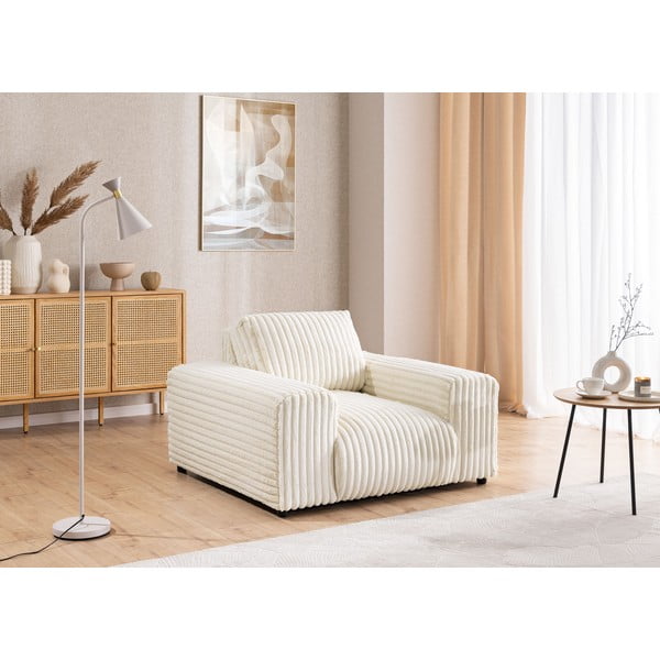 Krem fotelja od samta Justin – Ropez-image-4