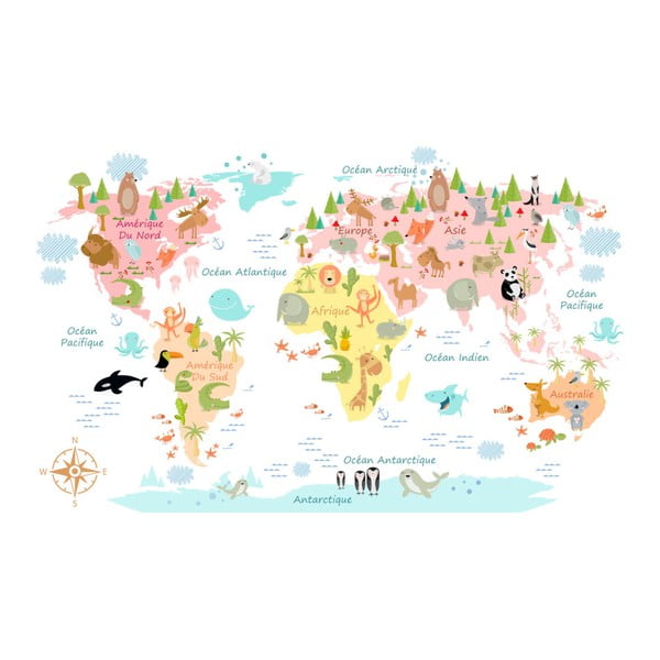 Zidna naljepnica Ambiance Baby World Map