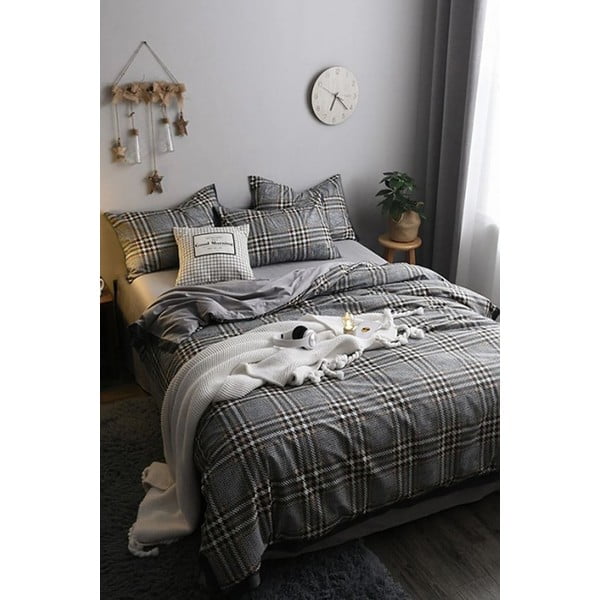 Siva pamučna posteljina za krevet za jednu osobu/s produženom plahtom  160x220 cm - Mila Home