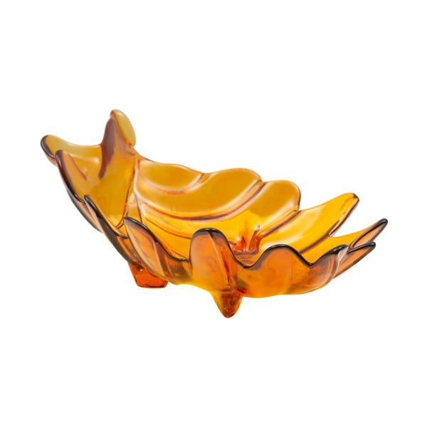 Narančasta zdjela od recikliranog stakla Mauro Ferretti Leaf, 33 x 20 cm