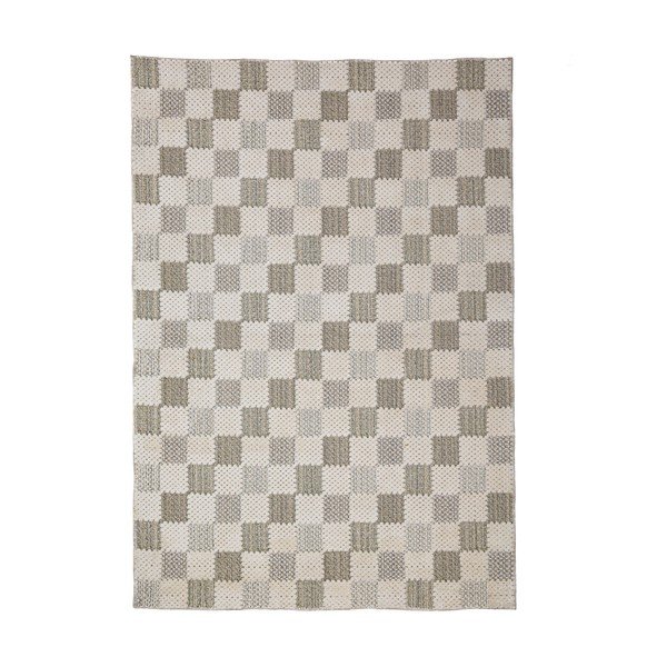 Zeleni periv tepih od mješavine pamuka 155x230 cm Muted Checkerboard – Flair Rugs