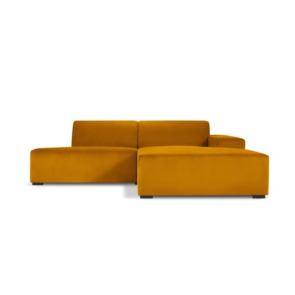 Žuta baršunasta kutna sofa Cosmopolitan Design Hobart, desni kut