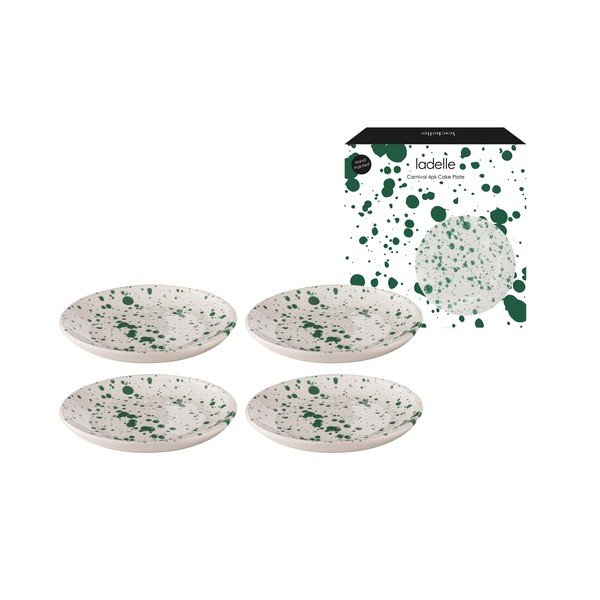 Bijelo-zeleni desertni tanjuri u setu 4 kom od kamenine ø 18 cm Carnival – Ladelle-image-3