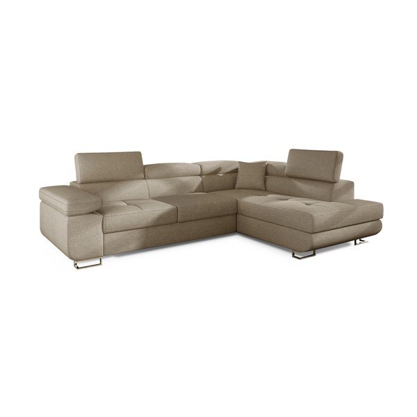 Bež sklopiva/s prostorom za odlaganje kutna garnitura (s desnim kutom/u obliku slova L) Anton – ELTAP-image-2