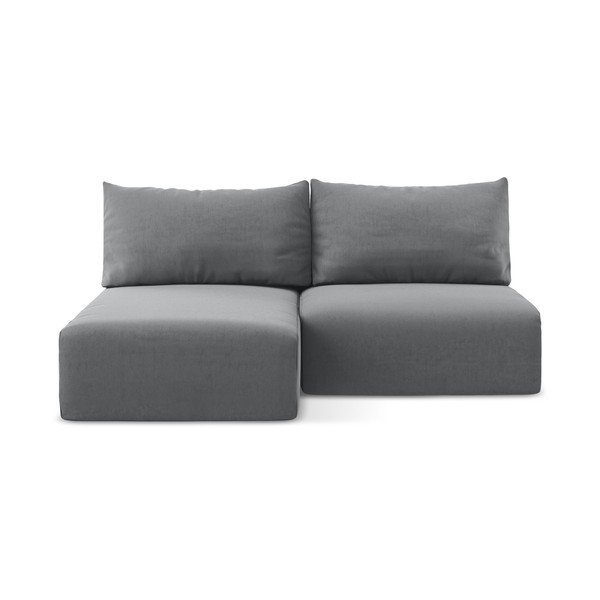 Siva baršunasti sklopiva/s prostorom za odlaganje kutna garnitura (s lijevim kutom/s ležaljkom) Kalena – Makamii