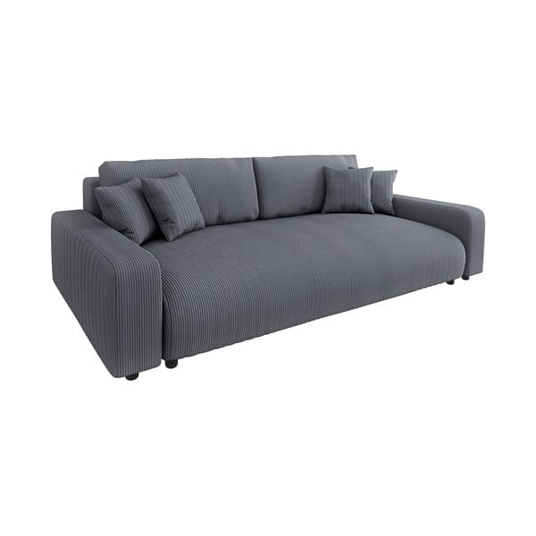 Tamno siva sklopiva/s prostorom za odlaganje sofa od samta 234 cm Sara – Ropez