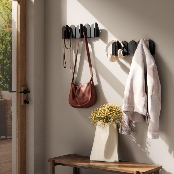 Mat crna željezna zidna vješalica 43 cm Saloon – Umbra-image-1