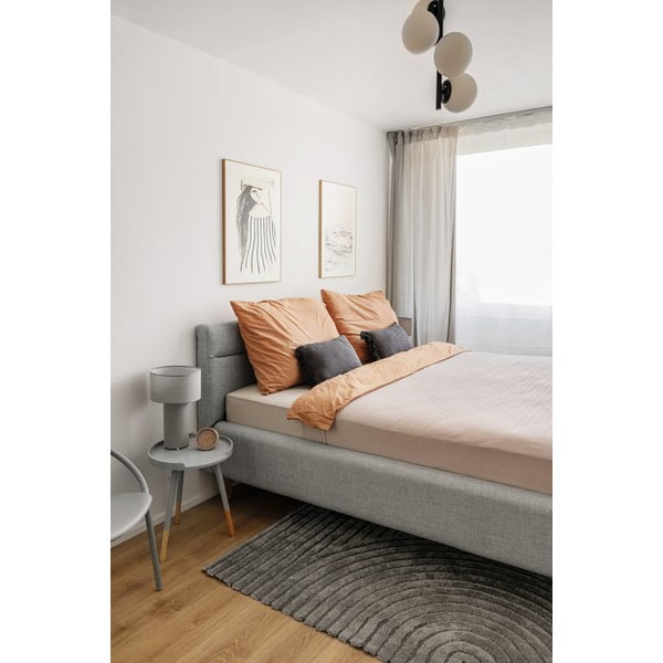 Prljavo plavi tapecirani bračni krevet s prostorom za odlaganje s podnicom 140x200 cm Lotte – Meise Möbel-image-1