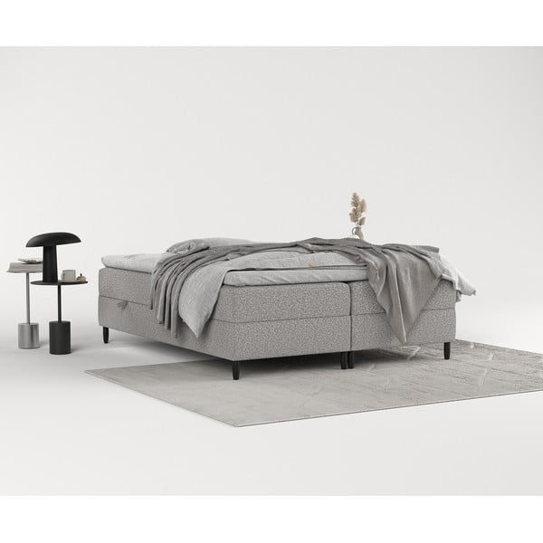 Sivi boxspring krevet s prostorom za pohranu 200x200 cm Malte – Maison de Rêve-image-4