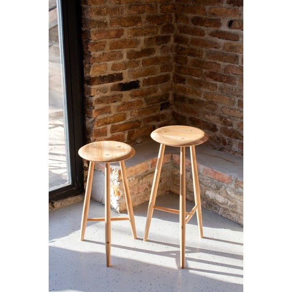 Barska stolica od punog hrasta u prirodnoj boji (visine sjedala 75 cm) Blanc – Gazzda-image-1