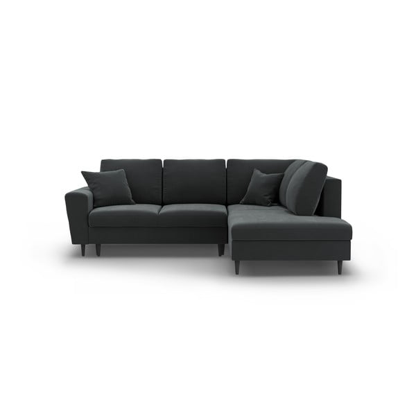 Tamno siva baršunasti sklopiva/s prostorom za odlaganje kutna garnitura (s desnim kutom/u obliku slova L) Kyoto – Cosmopolitan Design