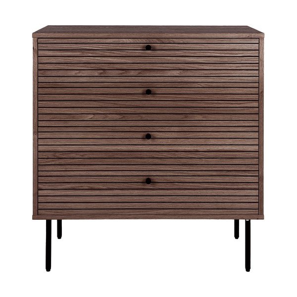 Tamno smeđa niska komoda u dekoru hrasta 80x85 cm Kyoto – House Nordic