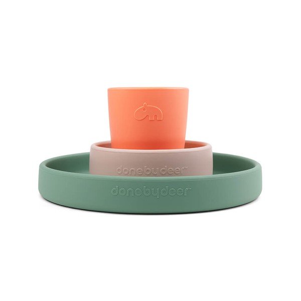 3-dijelni dječji blagovaonski set od silikona Done by Deer Croco-image-1