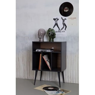 Crni/u prirodnoj boji ormarić za gramofon od masivnog bora 60x83 cm James – WOOOD