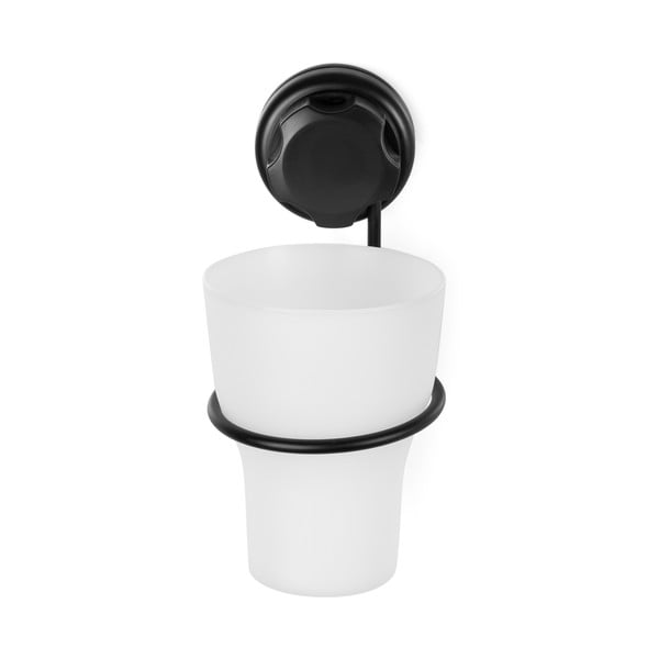 Crna metalna samoljepljiva čaša za četkice za zube Bestlock Black – Compactor-image-3