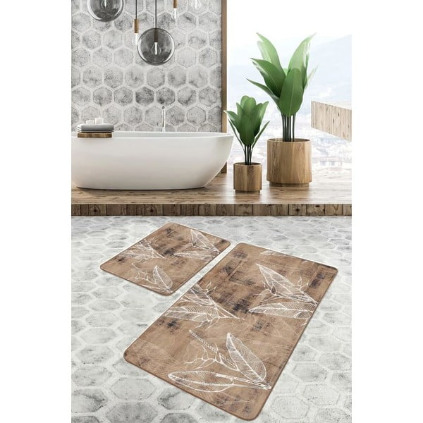 Smeđe od samta kupaonske prostirke u setu 2 kom 60x100 cm – Mila Home-image-2