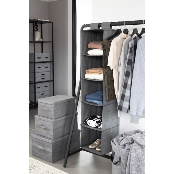 Siva tekstilna kutija za pohranu s poklopcem 45x34x25 cm Soft Storage – Bigso-image-4