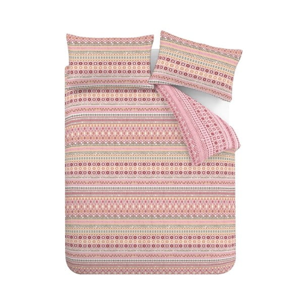 Crvena flanelska posteljina za bračni krevet 200x200 cm Fair isle – Catherine Lansfield-image-2