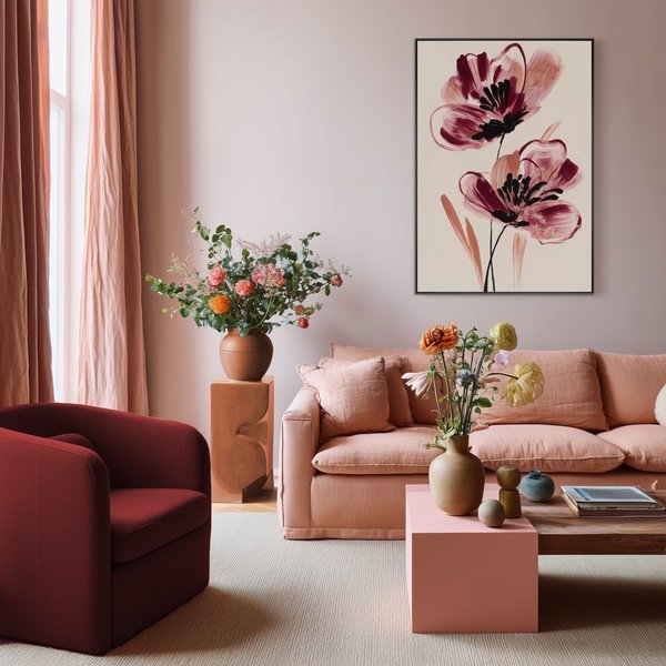 Tiskana slika s okvirom/na platnu 70x100 cm Burgundy Blooms – Styler-image-2
